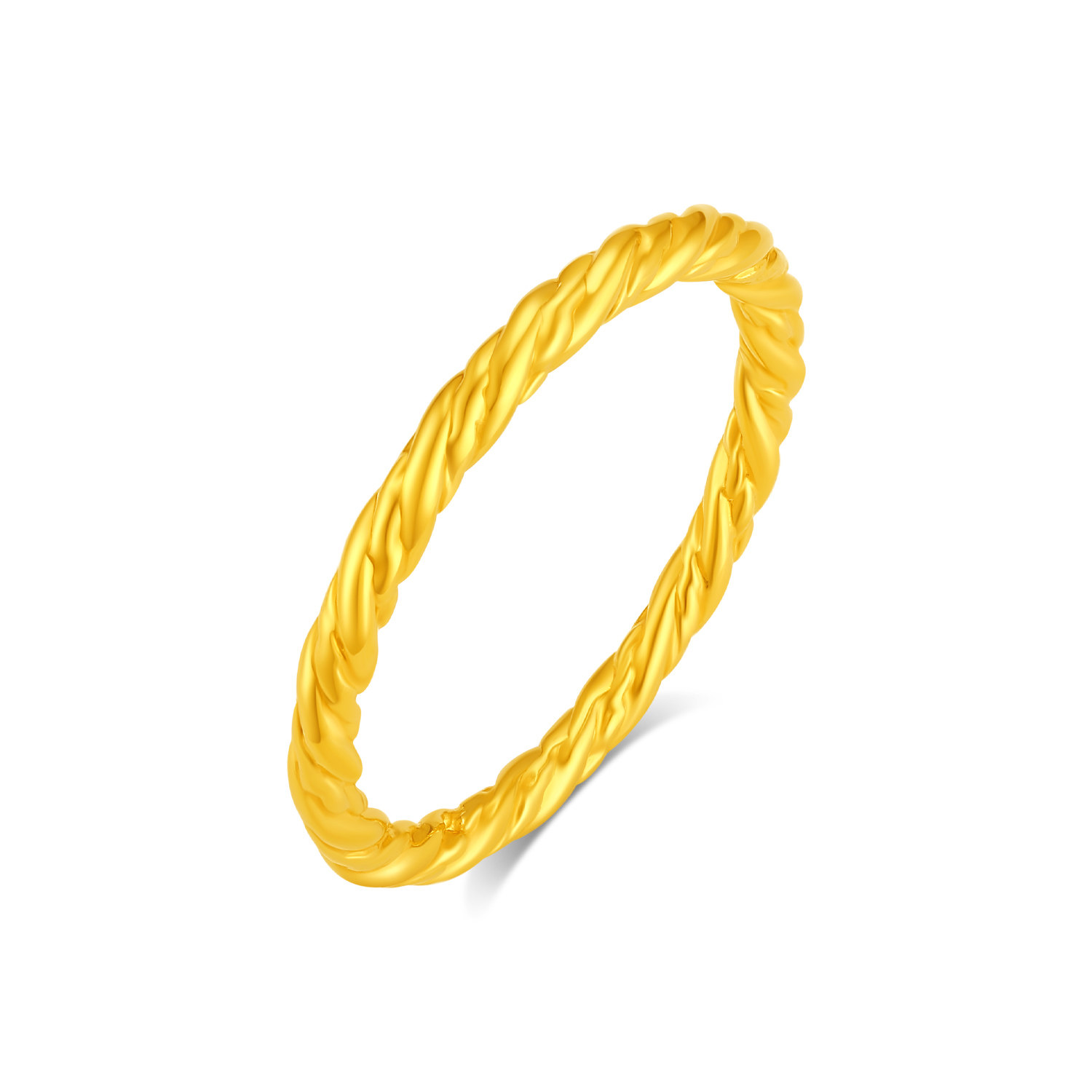 Jinzhifu twist gold ring women's gold 5D hard gold Möbius ring small gram heavy ring birthday gift