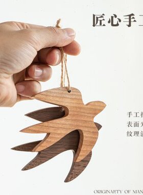 墙体装饰挂件燕子木制背景墙挂饰墙面装饰品原木风日式墙饰壁饰
