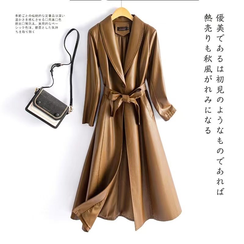 海宁真皮皮衣女中长款外套2025新款绵羊皮风衣收腰修身气质皮大衣,淘宝优惠券,粉丝福利购,淘宝优惠卷