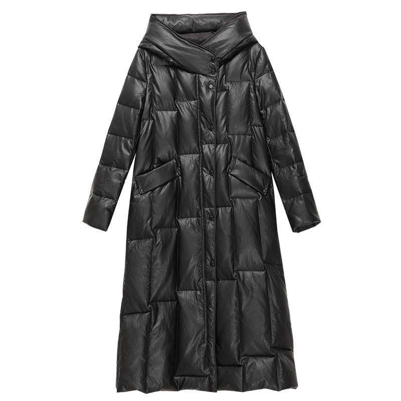 海宁真皮羽绒服女中长款2025冬新款大码白鸭绒绵羊皮连帽皮衣外套,淘宝优惠券,粉丝福利购,淘宝优惠卷