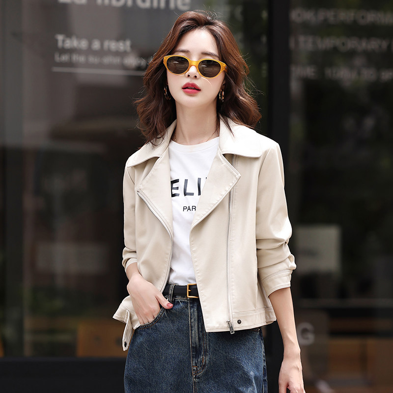 真皮皮衣女外套2025春秋新款韩版宽松休闲时尚短款翻领绵羊皮夹克,淘宝优惠券,粉丝福利购,淘宝优惠卷