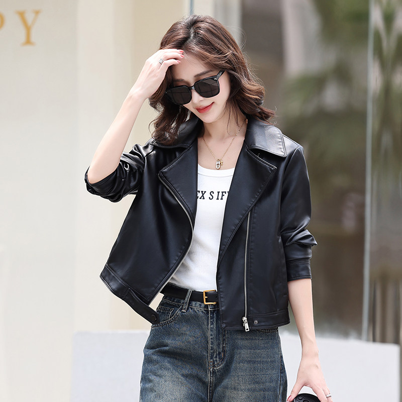 真皮皮衣女外套2025春秋新款韩版宽松休闲时尚短款翻领绵羊皮夹克,淘宝优惠券,粉丝福利购,淘宝优惠卷