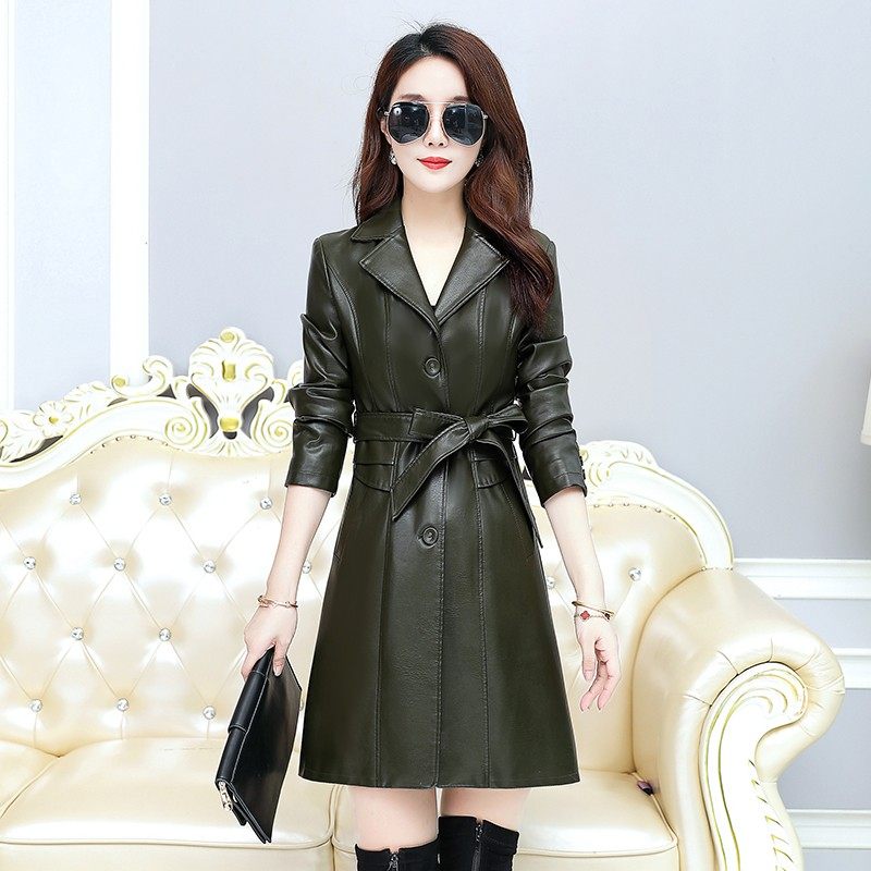 真皮皮衣女中长款2025新款春秋收腰修身气质显瘦绵羊皮风衣外套,淘宝优惠券,粉丝福利购,淘宝优惠卷