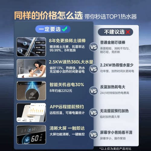 美的JE4电热水器家用镁棒节能保温速热卫生间洗澡热水器官方正品 - 图2