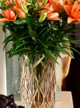 欧式古典水晶玻璃花瓶轻奢客厅台面花瓶家居装饰摆件花瓶鲜花瓶