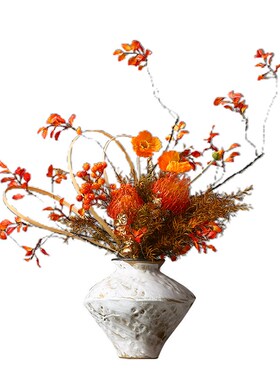 景德镇陶瓷花瓶插花简约式手工家居客厅花瓶侘寂风干花禅意摆件