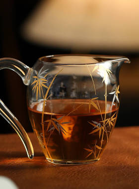 简逸金银竹玻璃公道杯茶海分茶杯