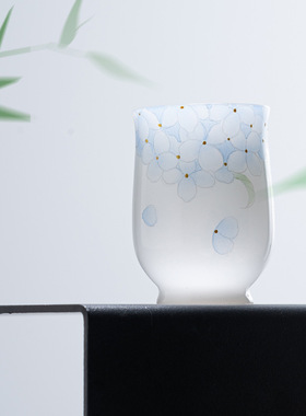 白皙玉瓷手绘绣球花品茗杯