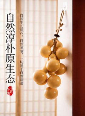 天然葫芦五帝钱门对门挂件真葫芦客厅摆件入户门口葫芦串挂饰壁饰