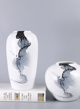 创意流云水墨陶瓷花瓶摆件家居客厅玄关花插样板房酒店会所装饰
