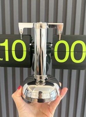 创意复古欧式机械电子自动翻页时钟客厅桌面摆件装饰闹钟家居礼品