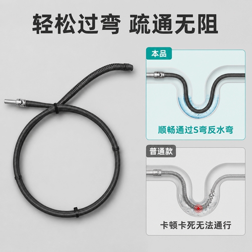 无缝10mm疏通反水弯马桶地漏下水管道加密加粗电动疏通机弹簧疏通 - 图2