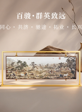 皇城工坊手工非遗银刻画摆件