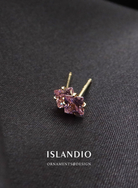 ISLANDIO18K金公主切粉钻耳钉