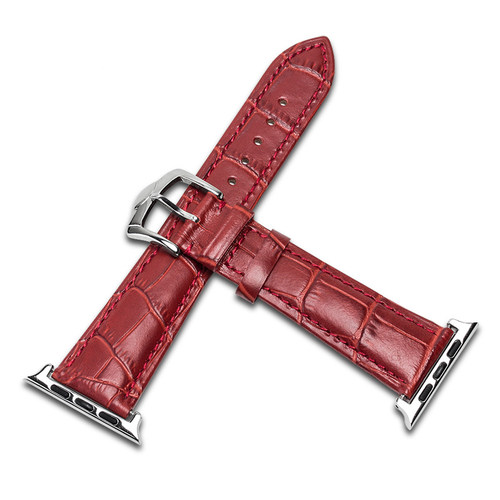 适用于iWatch7/8/9/10真皮手表带商务苹果watch6/5/4/SE表带ultra 2鳄鱼纹女士新款49/45/44/42/41/40/38mm - 图0