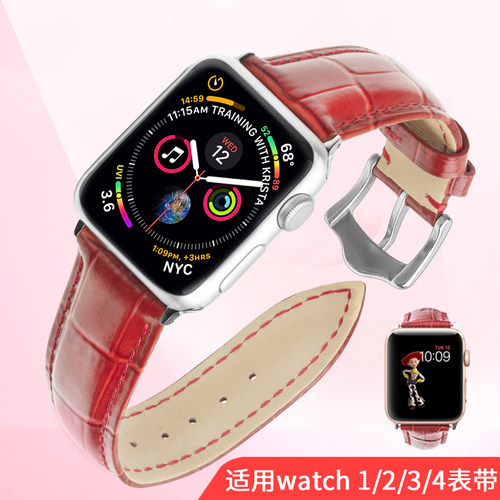 适用于iWatch7/8/9/10真皮手表带商务苹果watch6/5/4/SE表带ultra 2鳄鱼纹女士新款49/45/44/42/41/40/38mm - 图2