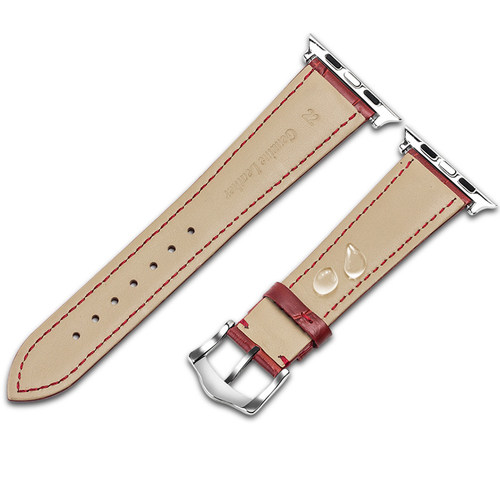 适用于iWatch7/8/9/10真皮手表带商务苹果watch6/5/4/SE表带ultra 2鳄鱼纹女士新款49/45/44/42/41/40/38mm - 图1