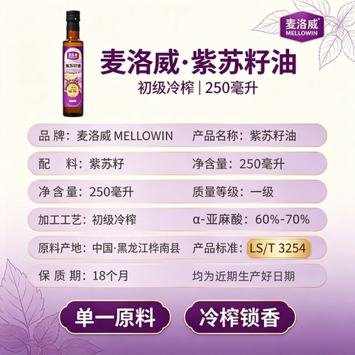 黑龙江桦南纯紫苏籽油250ml*4中秋送礼盒装高纯度亚麻酸初级冷榨 - 图1