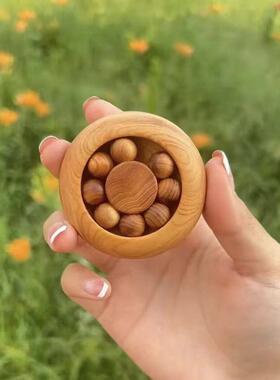 【普陀山】实木雕刻时来运转风火轮手把件文玩解压治愈盘玩手指锻