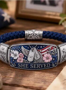 跨境新款Service Women's Veteran Bracelet女兵退伍纪念手链