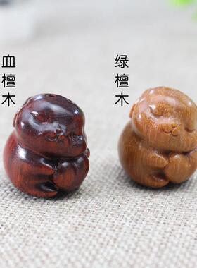 厂家爱心兔吊坠檀木工艺品可爱卡通小萌兔DIY挂件钥匙扣配件