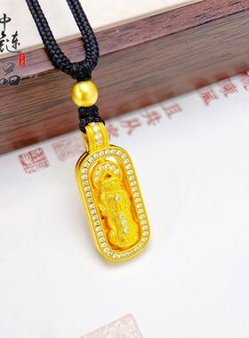 金店同款古法沙金镶钻貔貅吊坠女 新中式国潮招财貔貅项链