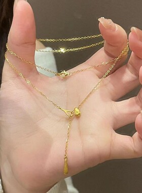 法式水滴流苏项链女高级感轻奢小众设计钛钢不掉色锁骨链饰品