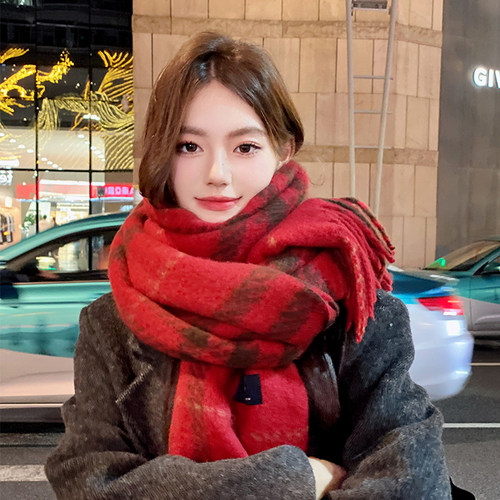 OVANCY高级感围巾女冬季2025新款韩系大衣仿羊绒披肩加厚保暖围脖 - 图1