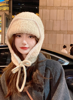 OVANCY羊毛雷锋帽女秋冬季羊羔毛绒保暖护耳帽巴拉克拉法可爱帽子