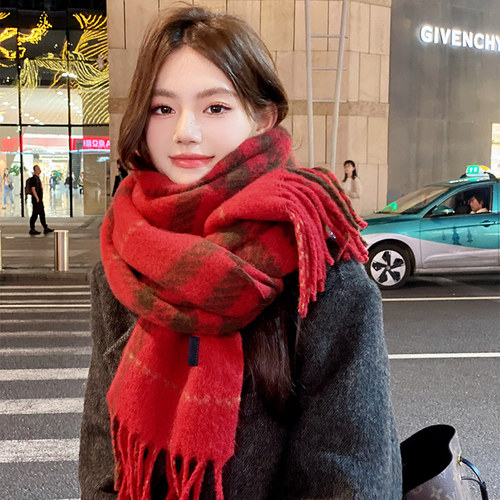 OVANCY高级感围巾女冬季2025新款韩系大衣仿羊绒披肩加厚保暖围脖 - 图0