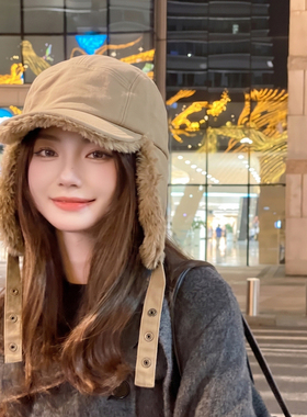 OVANCY东北防寒毛绒雷锋帽女冬季加绒加厚包头护耳户外滑雪保暖帽