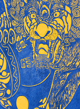 新中式吉祥纳福手工拓印装饰画客厅玄关挂画实木装裱非遗装饰画