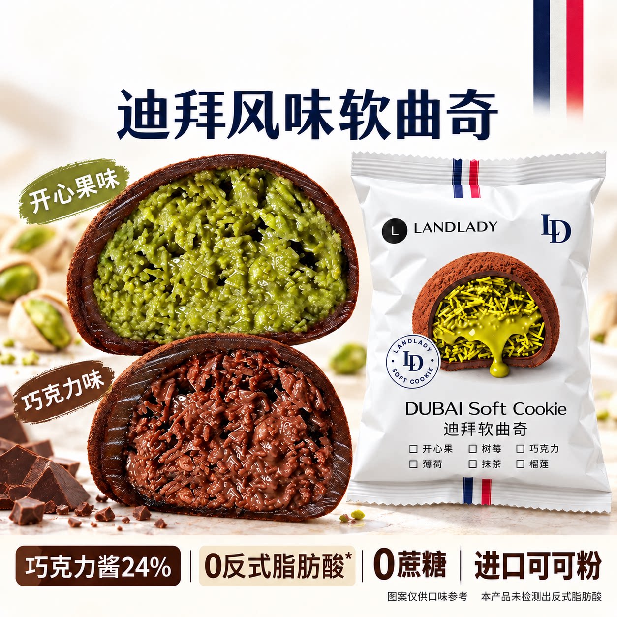 【全店top1】迪拜软曲奇官方旗舰店风味生巧克力开心果软曲奇