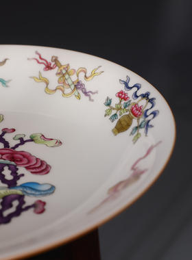 新品六色陶瓷中式风玄关装饰茶盘