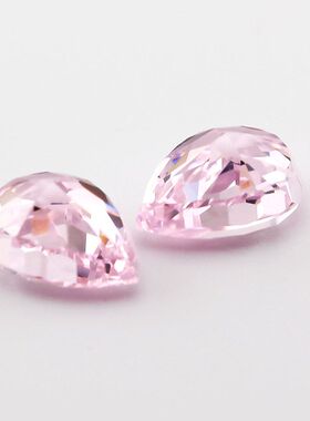 浅粉色梨形冰花切锆石裸石 水滴形精品高碳钻高级定制饰品镶嵌diy