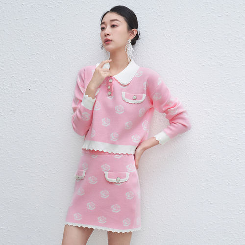 【限时直降】伊华欧秀时尚甜美毛衣套装miu系小香风短裙51WTZ0018 - 图0