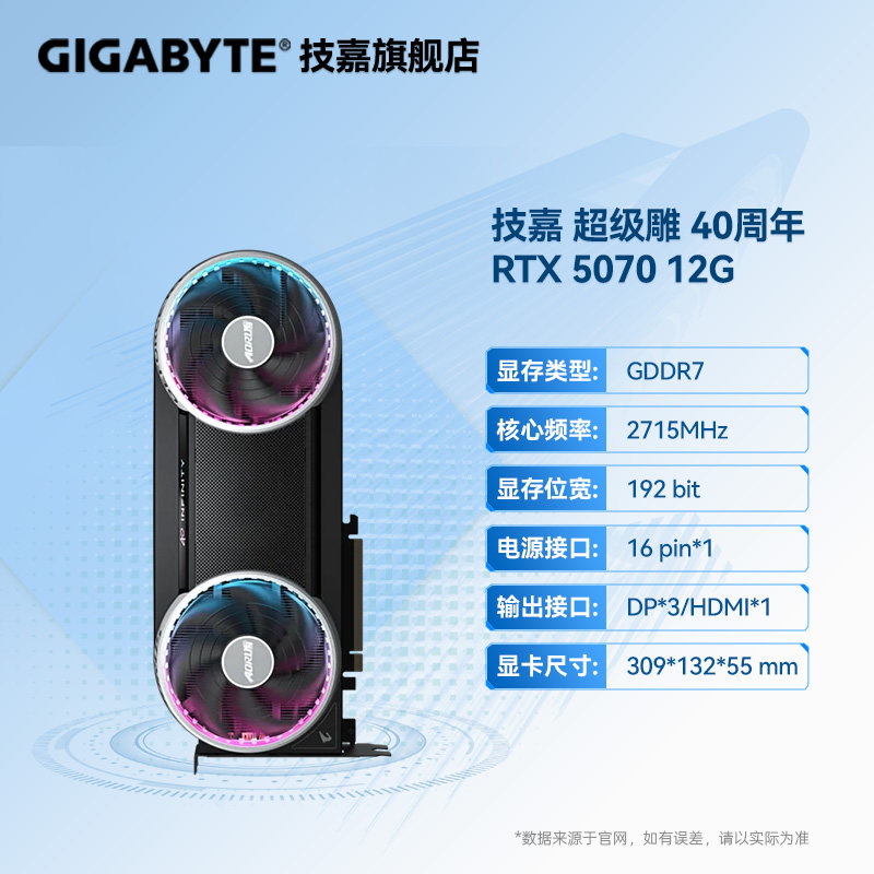 技嘉 AORUS 5070/TI 5080 12G/16G 40周年限定独立 INFINITY 显卡