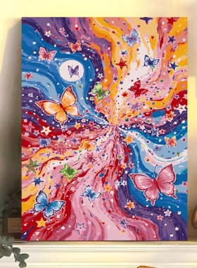 DIY手绘蝴蝶数字油画高颜值礼物