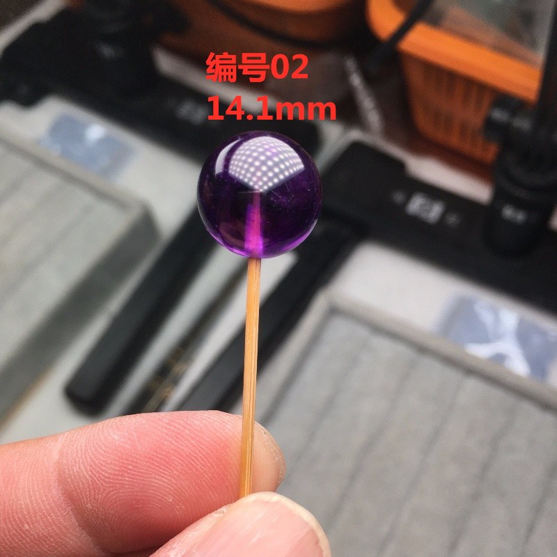 天然紫水晶14mm单珠12mm散珠13mm多宝手串手链锁骨链手工绳隔珠-图0