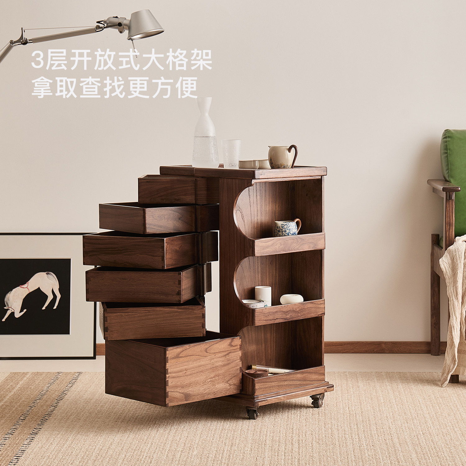 Diwu mobile sideboard multifunctional solid wood tea cabinet