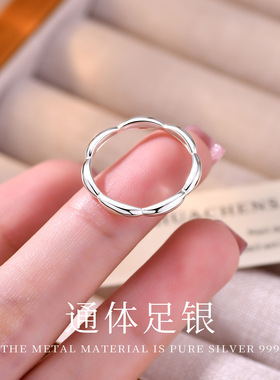 【表白礼物】轻奢设计师纯银开口戒指女波浪纹指环高级感小众饰品