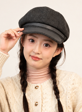 秋冬女英伦显脸小文艺报童八角帽