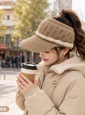 冬季女士加绒保暖针织护耳帽