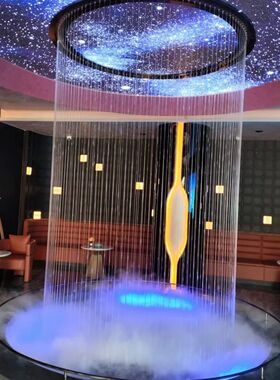 光纤拉线水帘水幕墙隔断屏风流水景瀑布数控字幕钢丝创意摆件直销