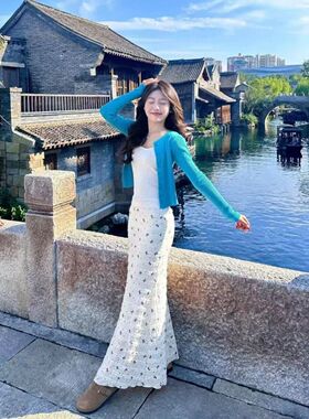韩系温柔风针织吊带背心开衫两件套装女纯欲甜辣妹修身2026早春季