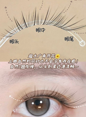 轻狐系小狐狸黑色小糖豆假睫毛透明梗自然卷翘漫画眼超自然精灵