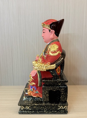 香樟木神像灶爷君灶君木雕佛像家用供奉非遗木雕工艺整木雕刻12寸