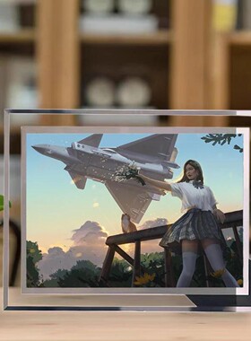 军迷军旅题材绘画桌面摆件水晶相框毕业季送同学礼物军迷纪念摆件