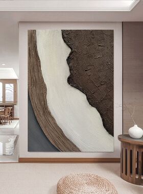 大芬油画村 纯手绘油画玄关走廊客厅装饰画 抽象立体肌理画海与岛