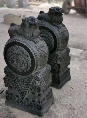 门鼓石雕抱鼓石门墩家用看门狮子门鼓麒麟貔貅小象福鱼石鼓墩摆件